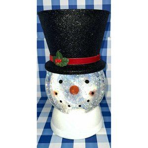 Bath & Body Works 2021 Snowman Lighted Snow Water Globe Pedestal Candle Holder